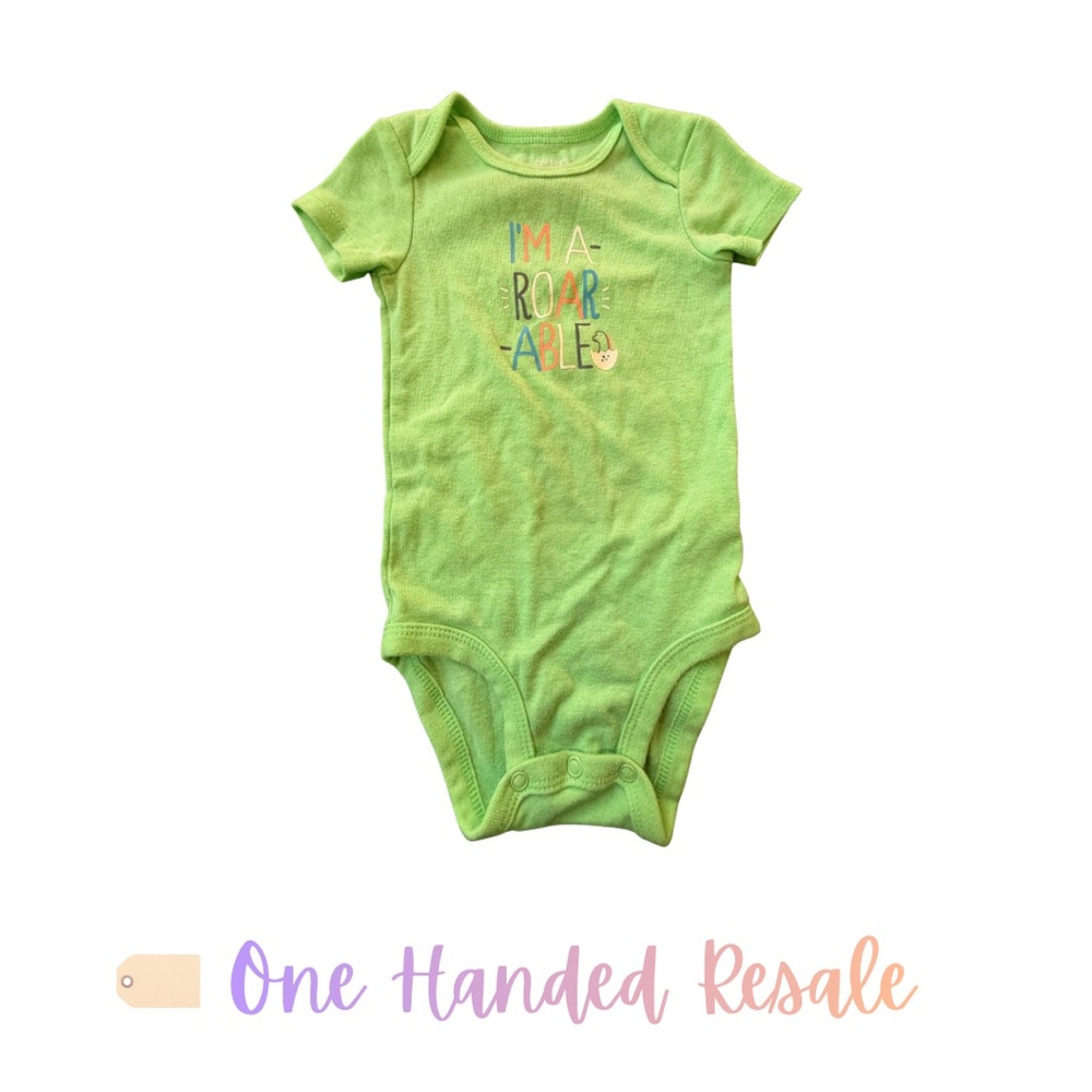 🦕 Carter's Kids Lime Green Bodysuit I’m A-Roar-Able Baby 9M